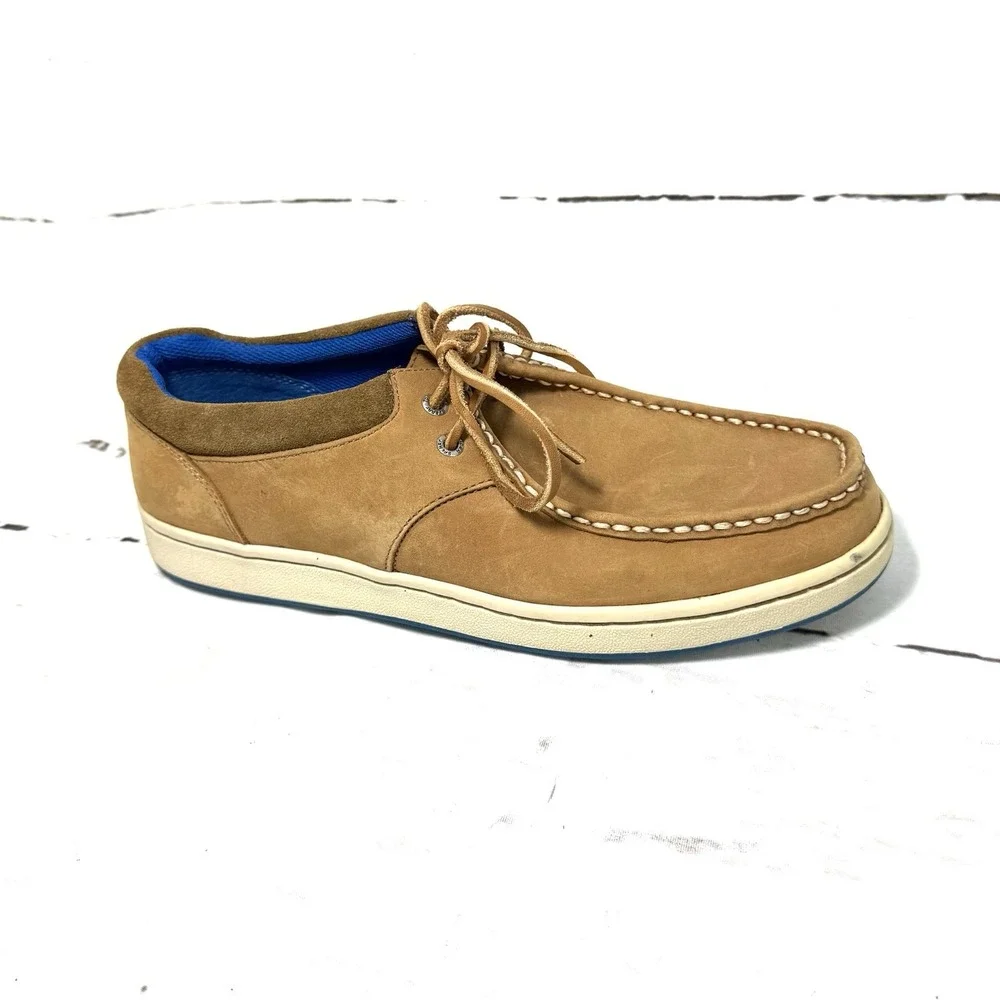 Sperry Gold Cup 2-Eye Boat Shoes Men's 10.5M Tan Nubuck Moc Toe Lace Up Casual